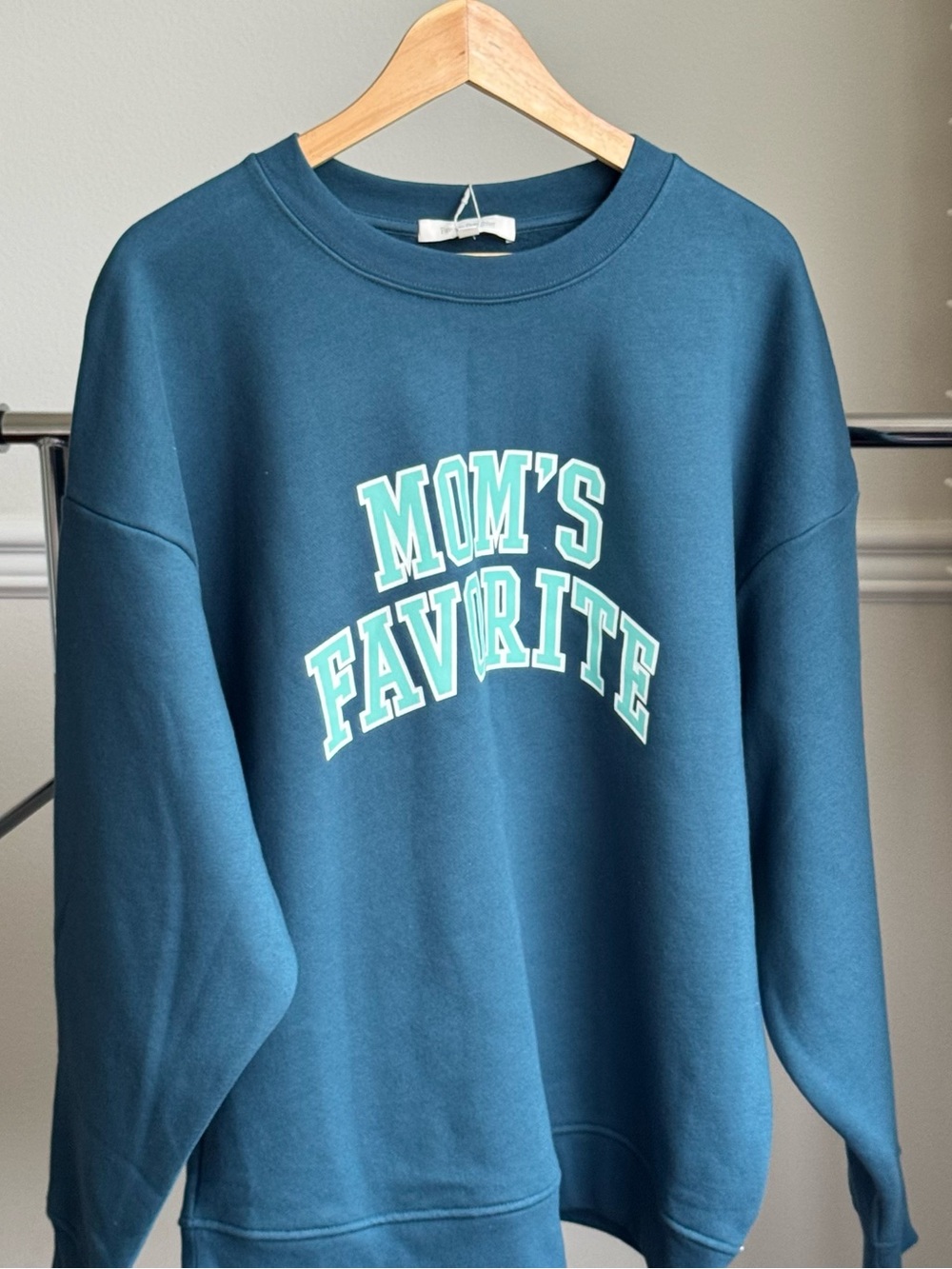 Favorite Daughter Mom's Favorite Crewneck Sweatshirt Large Indigo/Mint NWT